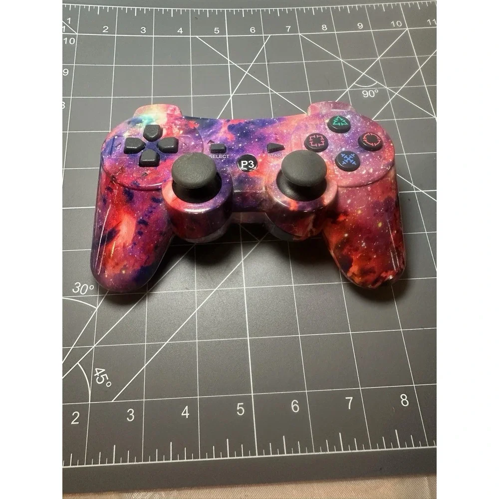 Lot Of 2! P3 Wireless Controllers For PS3 Galaxy Nebula & Black Ghost No Charger